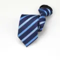 Blue navy striped zipper tie for men and women, skinny business wedding necktie 6cm. - Zipper Style / Blue Black Stripe