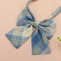 Japanese style blue yellow plaid JK bow tie uniform collar accessory for school girl outfit - Ice Cream