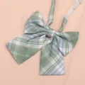 Green plaid JK bow tie Japanese style school uniform collar ribbon cute sweet student accessory - Cedar Plaid