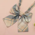 JK Plaid Bow Tie Variant Option for Women Uniform Shirt Sailor Style Collar Accessory - Lemon Sea Salt