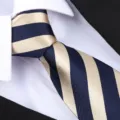 Cravatta classica in seta a righe da uomo, elegante accessorio formale per affari e nozze. - Cravatta Annodata a Mano a Righe Gialle / blu brillante