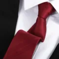 Red striped business necktie for men and women, classic formal wear suit tie variant style. - 8cm Burgundy Double Line Zipper