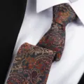 Classic paisley patterned mens business formal necktie paired with crisp white dress shirt for professional look. - 8cm Auspicious Cloud Phoenix Hand-Tied