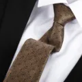Brown dotted business tie for men, elegant patterned necktie matching formal dress suits. - 8cm Champagne Polka Dot Hand-Tied