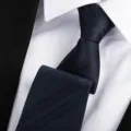 Classic navy blue striped necktie for men business formal suit wedding wear stylish tie. - 8cm Navy Double Line Zipper