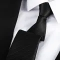 Black textured business necktie formal wear accessory for men and women suit outfits. - 8cm Classic Black Stripe Zipper