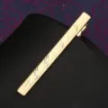 Golden men's tie clip with elegant engraved pattern, classic business formal metal pin. - Tie Clip E (Gift Box)