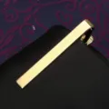 Golden metal tie clip detail view, minimalist long bar design for mens formal business wear. - Tie Clip G (Gift Box)