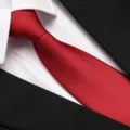 Classic red men's necktie paired with a white dress shirt and black suit for formal business events. - 8cm H013 Zipper
