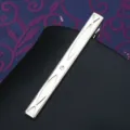 Silver metal tie clip with crystal detail, perfect for business suits and formal wear. - Tie Clip J02 (Gift Box)