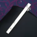 Silver tie clip for men business suit formal wear metallic elegant crystal accessory detail view - Tie Clip J14 (Gift Box)