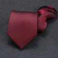 Heren rits stropdas rood zwart gestreept formele zakelijke bruiloft kleding detailweergave - 8cm Wijnrood Klassiek Mode Rits