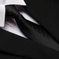 Classic black men's business tie detail view, elegant textured formal wear suit accessory. - 8cm Elegant Black Stripe Zipper