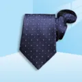 Classic navy blue geometric pattern necktie for men business formal wear and daily office. - 8cm Fine Floral Houndstooth Zipper