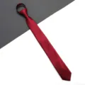 Cravatta con cerniera rossa uomo donna affari matrimonio accessorio moda comodo - 6cm Rosso Vino Liscio Zip