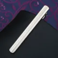 Silver metal tie clip detail view, classic design for men business suit and formal wear style. - Tie Clip J93 (Gift Box)