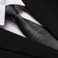 Classic black men's business necktie with subtle texture, perfect for formal wear events. - 8cm Gray Textured Zipper