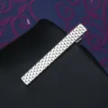 Close-up detail of silver geometric tie clip with sparkling diamond-cut texture for men suit. - Tie Clip JX009 (Gift Box)