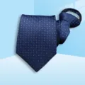 Blue zip necktie for men business formal interview wedding daily wear convenient design detail - 8cm Blue Ladder Stripe Zipper