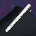 Classic silver tone men tie clip with rhinestone detail elegant business formal wear accessory - Tie Clip LDJ105 (Gift Box)