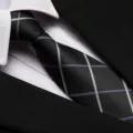Classic black plaid necktie detail, professional business suit accessory for men wedding. - 8cm Business Black Plaid Zipper
