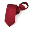 Corbata con cremallera burdeos de textura cruzada fina, corbata cómoda de negocios en detalle. - 6cm Nuevo Rojo Vino Rayas Finas Cremallera