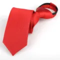 Corbata roja con cremallera detalle para hombre negocios formal boda corbata estrecha - Rojo Brillo Sólido Cremallera