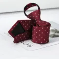 Burgundy zipper necktie lazy tie formal business wedding detail shot of men accessory - Burgundy White Paisley Zipper Tie
