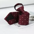Burgundy patterned lazy zipper necktie with white dot details for business formal wear. - Burgundy Concentric Circle Zipper Tie