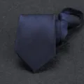 Detail view of the navy blue zipper tie with subtle diagonal stripes for men business suit. - 8cm Navy Meteor Zipper