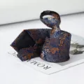 Blue paisley zipper tie for men, stylish pre-tied necktie for business and formal events. - Royal Imperial Zipper Style
