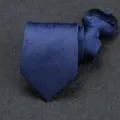 Blue paisley zipper necktie for men, formal business wear ready-made tie with elegant pattern. - 8cm Blue Paisley Zipper