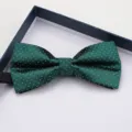 Green polka dot bow tie for men, classic formal wear accessory for weddings and business events. - Emerald Green Polka Dot Bowtie