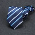 Men's navy blue striped zipper necktie business formal wear pre-tied tie classy accessory - 8cm Fashion Blue Stripe Zipper