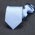 Light blue zipper necktie for men business formal wedding wear easy wear pre-tied solid color tie - 8cm Sky Blue Fine Stripe Zipper