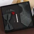 Stijlvolle luxe trouwset heren das vlinderdas pochet dasclip visgraat 5-delig set - Rits 5-Delige Set / Donker Cyaan