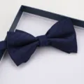Classico papillon doppio blu scuro a righe da uomo, elegante accessorio per matrimoni in confezione. - Farfallino Righe Spesse Blu