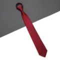 Cravatta A Righe Rossa Con Cerniera Uomo Donna Lavoro Matrimonio Stile Coreano Elegante - 7cm Rosso Vino Twill Zip