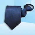 Blue zip necktie detail showcasing geometric woven pattern, perfect for business professional wear. - 8cm Blue Textured Zipper