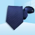 Blue striped zipper tie detail, classic business necktie feature shot close-up view. - 8cm Blue Bold Stripe Zipper