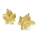 Gemelli da polso a foglia d'acero dorati per uomo camicia elegante gioielli uomo - Gemelli Foglia d'Acero Dorata con Confezione Regalo