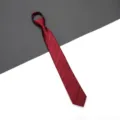 Cravatta con zip rossa per uomo e donna, a righe classiche, affari matrimonio facile. - 6cm Rosso Vino Twill Corto Zip