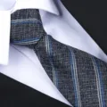 Cravatta in Seta Uomo A Righe Blu Business Variante di Cravatta per Vestito Elegante Stile - Cravatta Fatta A Mano Tre Strisce Sottili(ZSY009) / Grigio