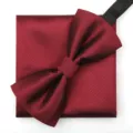 Conjunto de pajarita y pañuelo de rayas burdeos elegante para boda de hombre. - Rojo Oscuro Raya Fina Pajarita + Pañuelo