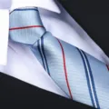 Cravatta Uomo Classica Rigata in Seta Azzurro Lavoro Affari Formale Matrimonio Moda - Cravatta Fatta A Mano Strisce Rosse e Blu(ZSY014) / Celeste