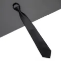Black zipper necktie, narrow formal tie for business, interview, and wedding wear. - Smooth Zipper Style / 8cm / Black