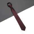 Cravatta con cerniera color rosso vino per uomo donna matrimonio affari moda chic - 6cm Rosso Vino Elegante Corto Zip