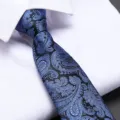 Blue paisley silk feel necktie for men business formal wear wedding suit dress shirt accessory - 8cm New Blue Paisley Zipper