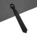 Black zipper necktie for men and women business formal wear, slim narrow tie variant. - Smooth Zipper Style / 6cm Short Style / Black
