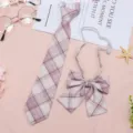 JK Uniform Plaid Necktie and Bow Tie Set Cute Pink Sweet Student Costume Accessories - JK002 White Purple Red Plaid Tie and Bow Tie Set